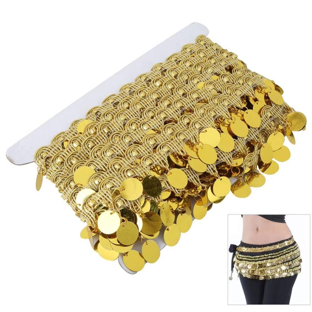 Golden Pendant Belly Dance Waist Chain Creative Gold Sequin Lace Belly Dance Performance