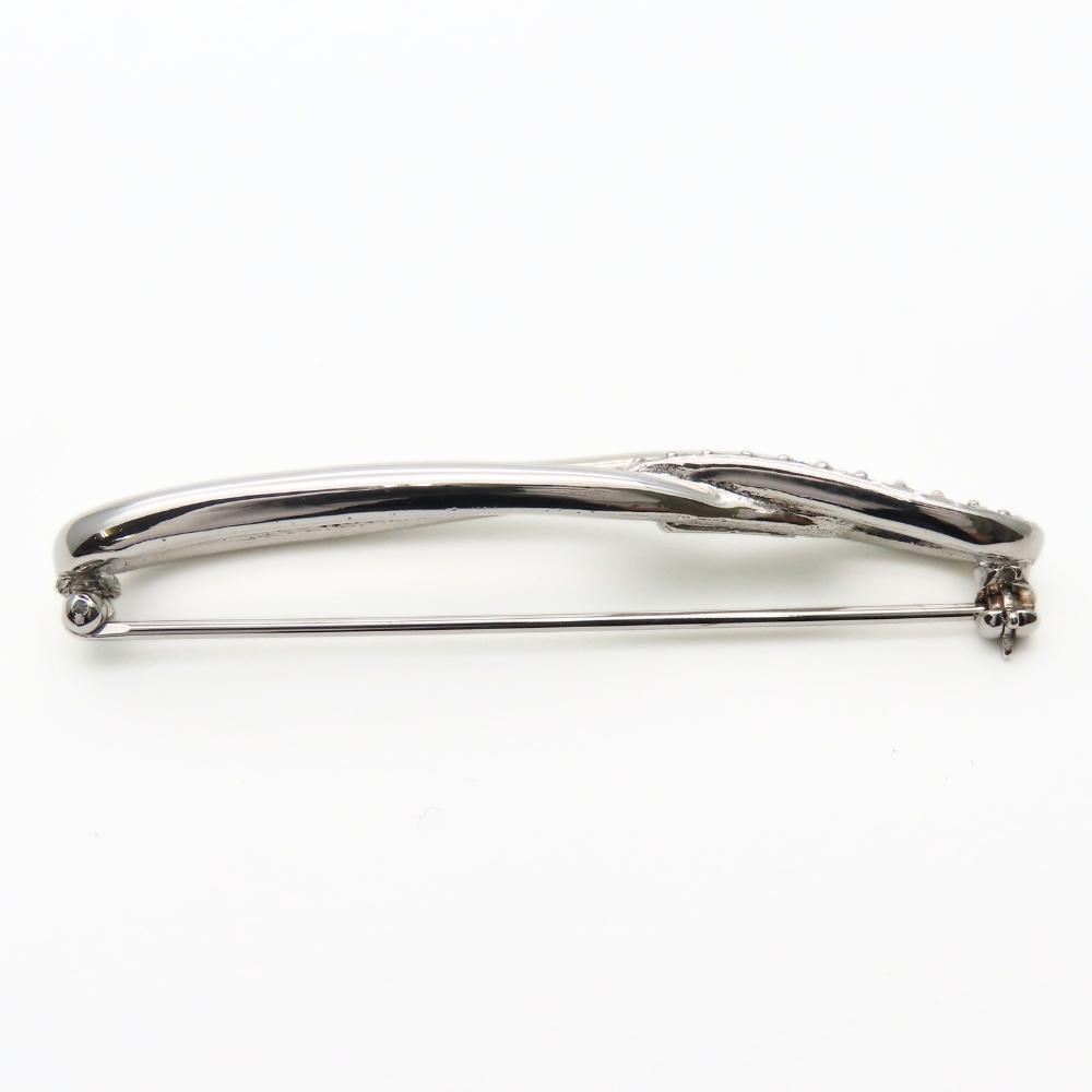 Used NINA RICCI Brooch Metal 8.6g Silver Rhinestone