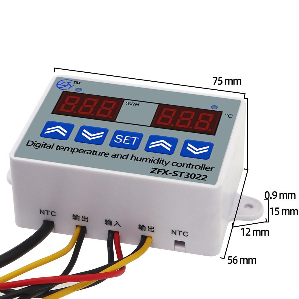 ZFX-ST3022 Temperature Controller Dual Thermometer Digital Temperature and Humidity Controller Thermostat Incubator