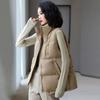 Women Light Weight Thermal Seamlessly Stand Collar Sleeveless White Duck Down Jacket Waistcoat Loose All Match Chic Vest Pocket