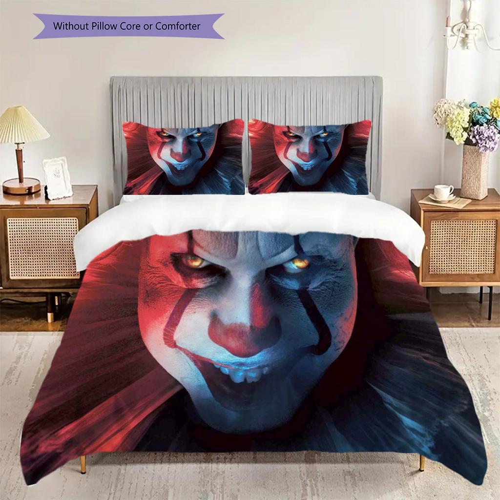 Scary Clown Set Threepiece Set 1 Duvet Cover 2 Pillowcase Without Core Christmas Birthday Gift Bedding Set Soft And Comfortable