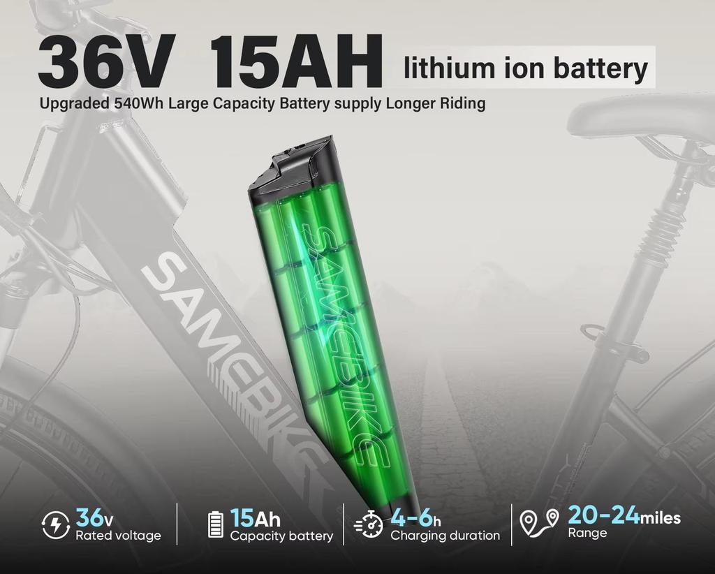 2026 popular SAMEBIKE RS-A01 Pro-T 36V15AH detachable battery electric bicycle with 26 inch tires for urban commuting.