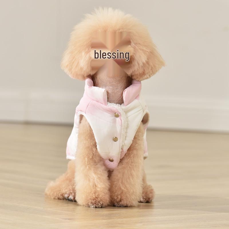 Теплый водонепроницаемый хлопковый жилет для маленьких и средних собак - Меховая подкладка, одежда для питомцев на осень и зиму