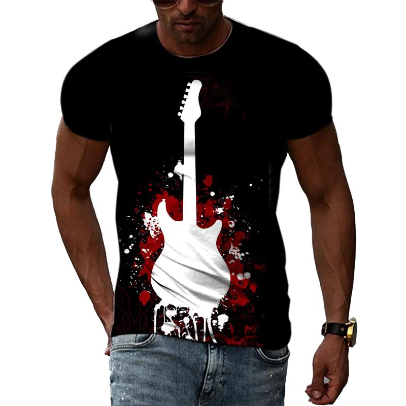 Летние футболки с принтом хип-хопа и музыканта, мужские повседневные футболки с принтом 3D и коротким рукавом, с круглым вырезом и принтом в виде гитары