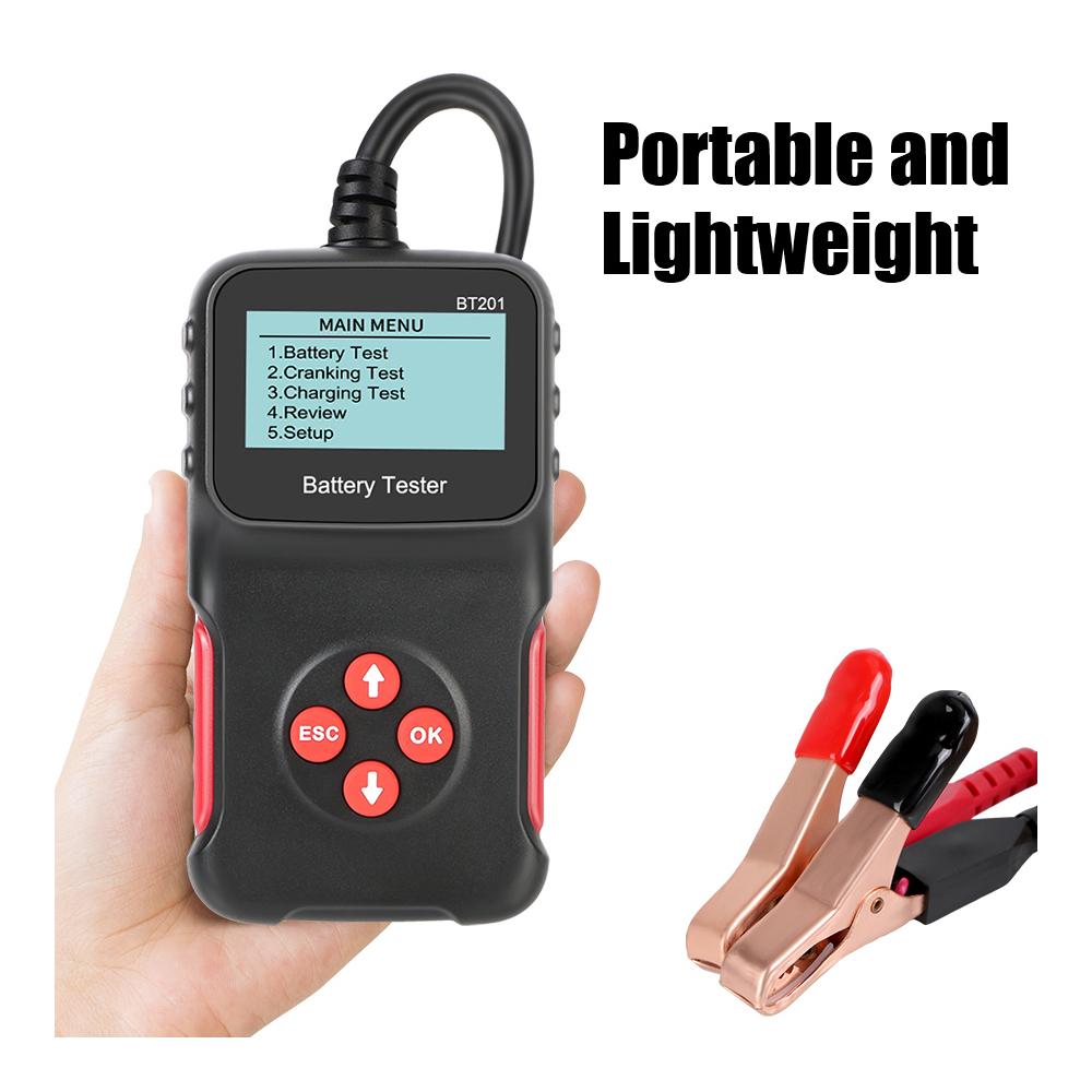 Support 6 Languages Car Battery Tester 100-2000 CCA Multi-Function BT201 12V Cranking Charging Circut Test