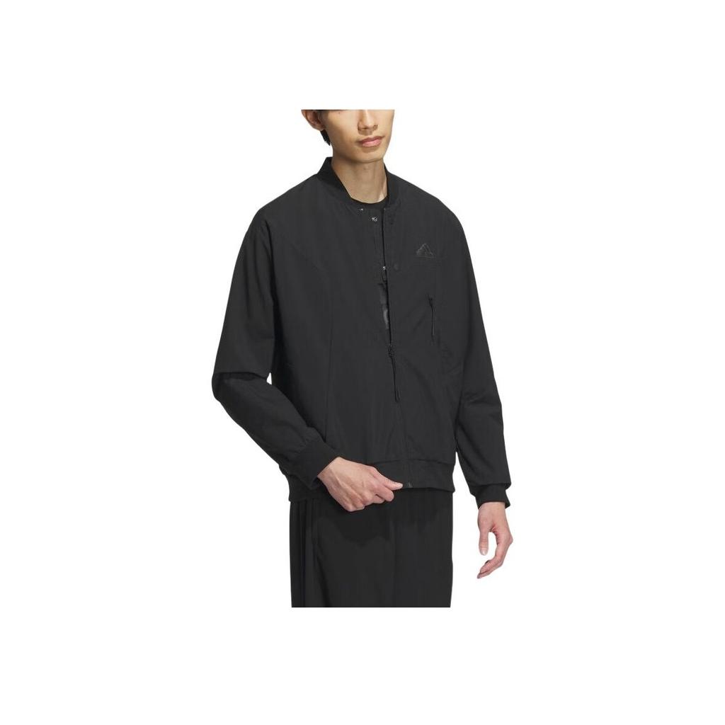 Adidas Solid Color Logo Long Sleeve Jacket Men Outerwear Black IP4958