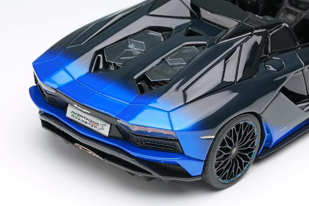 EIDOLON Scale Lamborghini Aventador S Roadster 50th Anniversary Japan 2018 Blue Gradient Finished Model EM767A 1/43 Renaissance/Black