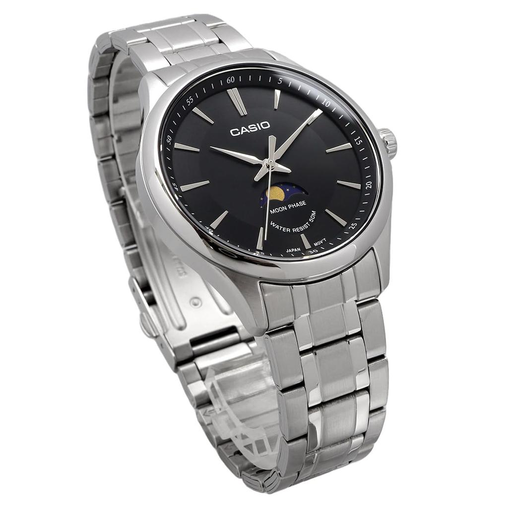 Casio Standard Moon Phase Analog Watch Round Face Metal Band Black Overseas Model [Casio] Men's MTP-M100D-1AV [Item]