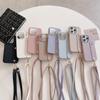 Кросс-боди чехол из кожи личи с застежкой на палец для iPhone 15 Pro Max 12 11 14 Plus 13 Mini 7 8 SE2022 Длинный ремешок Тонкий чехол Fundas