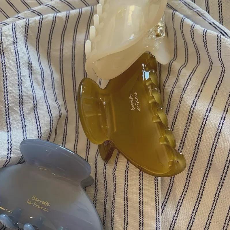 Французская золотая этикетка Jelly Solid Color Medium Hair Clip - Acetic Acid Half-Claw Shark Clip