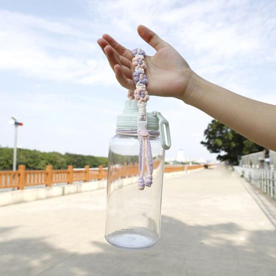 Ремешок для бутылки с водой, ручной плетеный, в форме цветка, регулируемая окружность, сладкий цвет