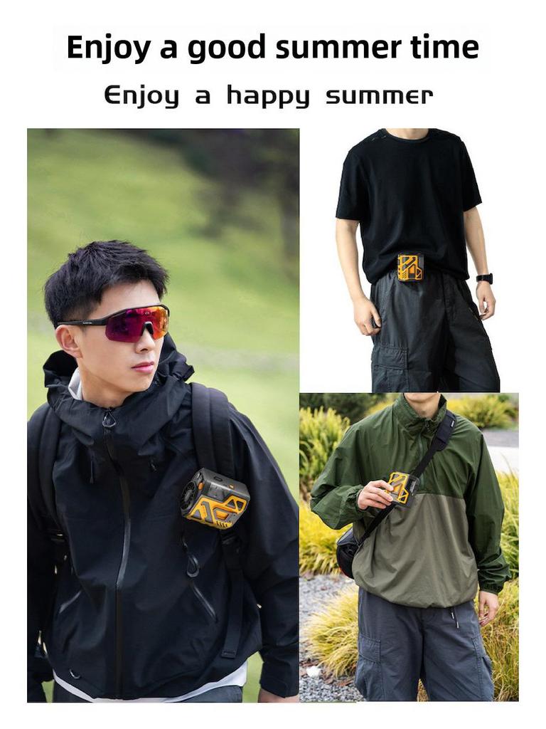 Портативный подвесной вентилятор Mecha Waist: Сильный ветер, зарядка от USB, идеально подходит для строительных площадок.