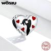 Heart Charms 925 Sterling Silver Animal Pet Love Beads Heart Engraved Fit Women Bracelets