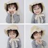 Fashion Lace Baby Hat Summer Lace Up Straw Hats For Kids Girls Panama Fisherman Beach Sunshade Cap