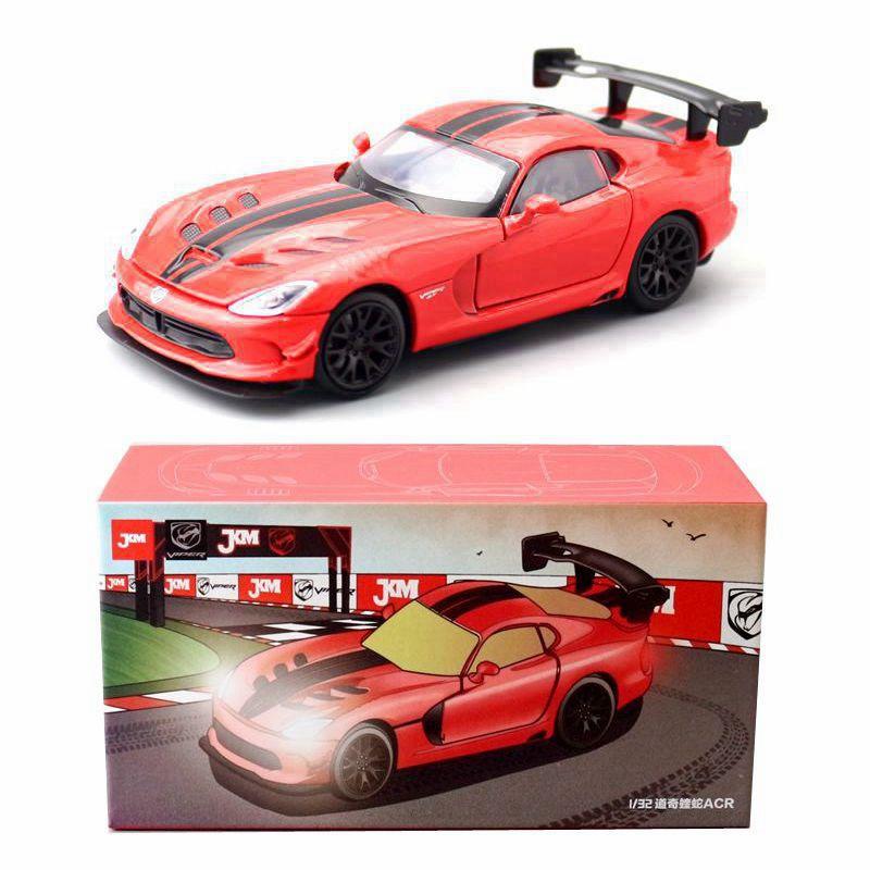 Литая под давлением модель автомобиля Dodge Viper, масштаб 1/32, игрушечный автомобиль с откатным механизмом, звуком и светом для детей, коллекция подарков для мальчиков и девочек