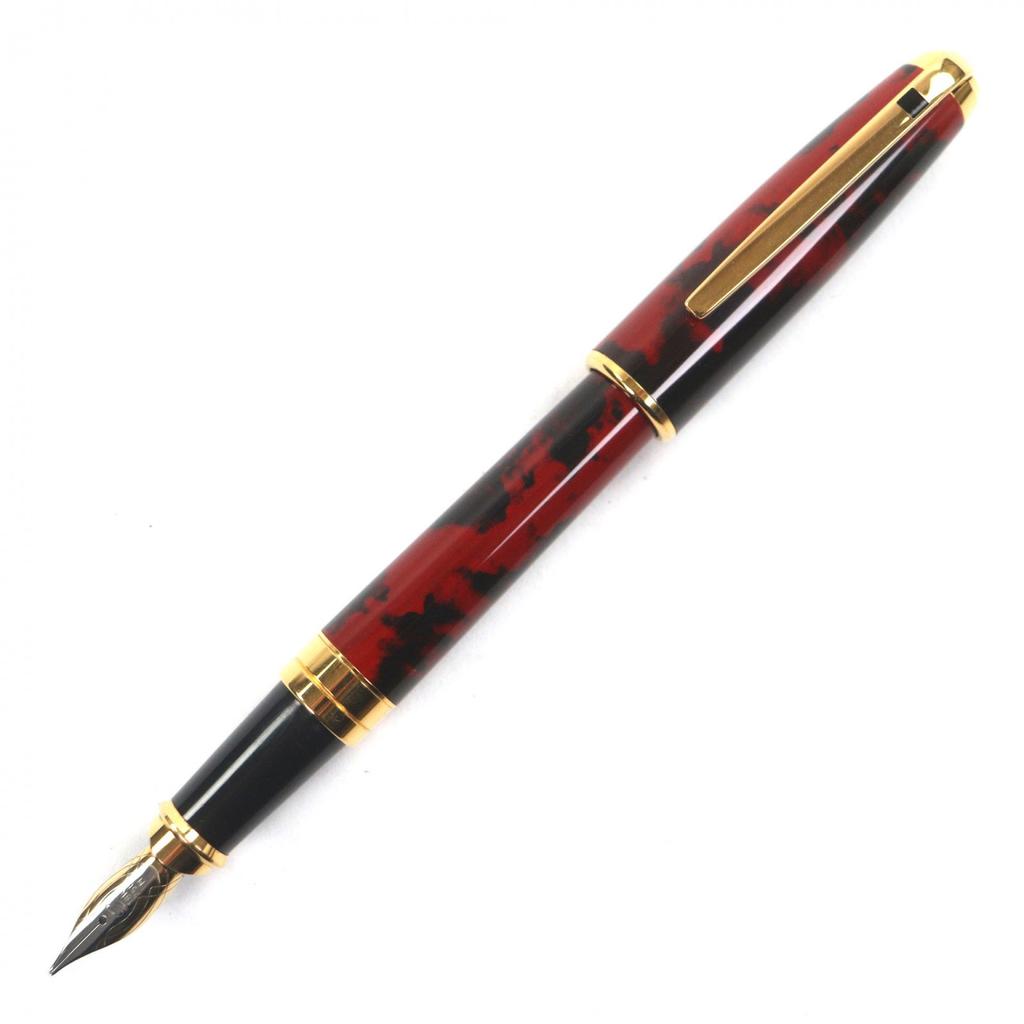 Great Dupont fountain pen Olympio genuine lacquer Red Marble 18K mens Used