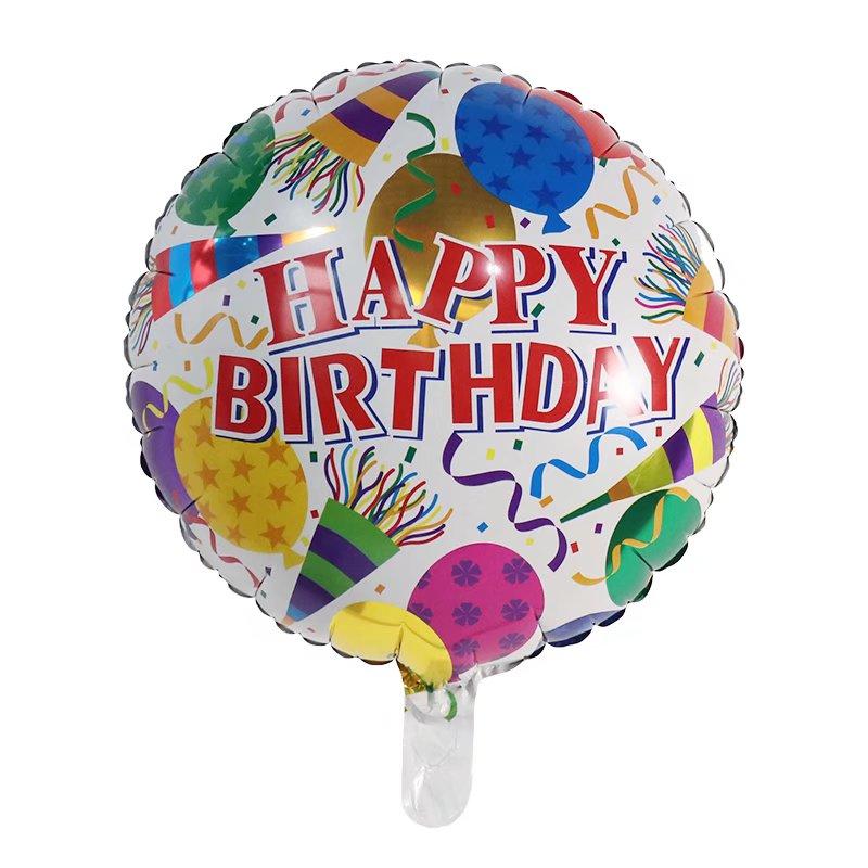 50Pcs/lot 18inch English Happy Birthday Aluminum Foil Balloon Round Helium Balloon Kids Birthday party decoration Air Golobs