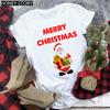 Kawaii Cartoon Merry Christmas Tree Graphics Women T-Shirts 90S Summer Short Sleeves Loose Round Neck Female Y2K Tops