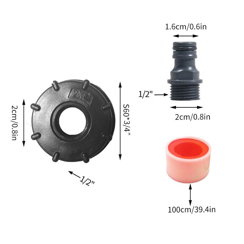 Адаптер-кран для IBC-контейнера, 1/2", 3/4", резьба S60, соединитель, аксессуары для клапана бочки на тонну, фитинг для IBC-контейнера, адаптер клапана 1 дюйм