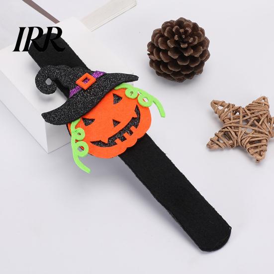Halloween Party Favors Glitter Felt Slap Bracelet, Cartoon Pumpkin Skull Cat Spider Bands Snap Band, for Kids Adults