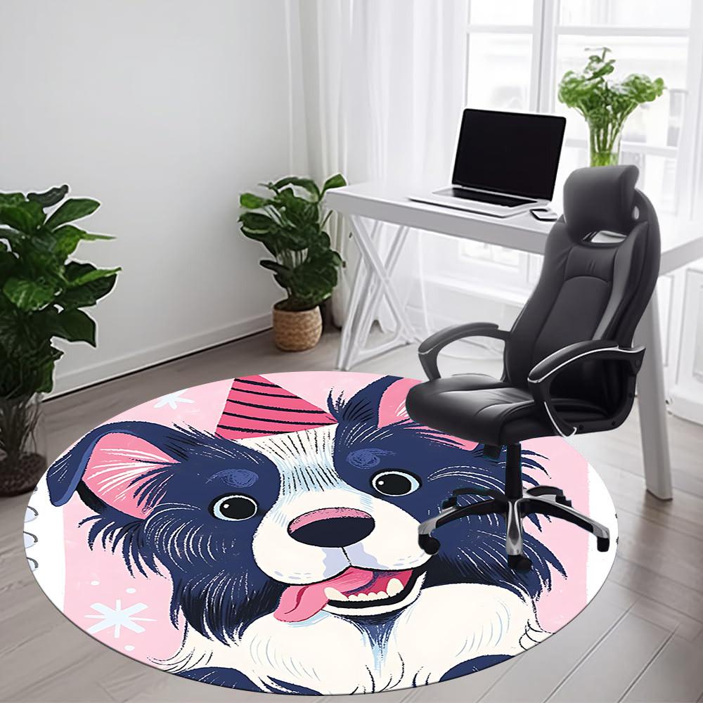 1PC Dogs Pet Office Round Area Rug,  Mat Suitable ForOffice, Under Office Chairs Bedroom Living Room Home Decor, Room Deco