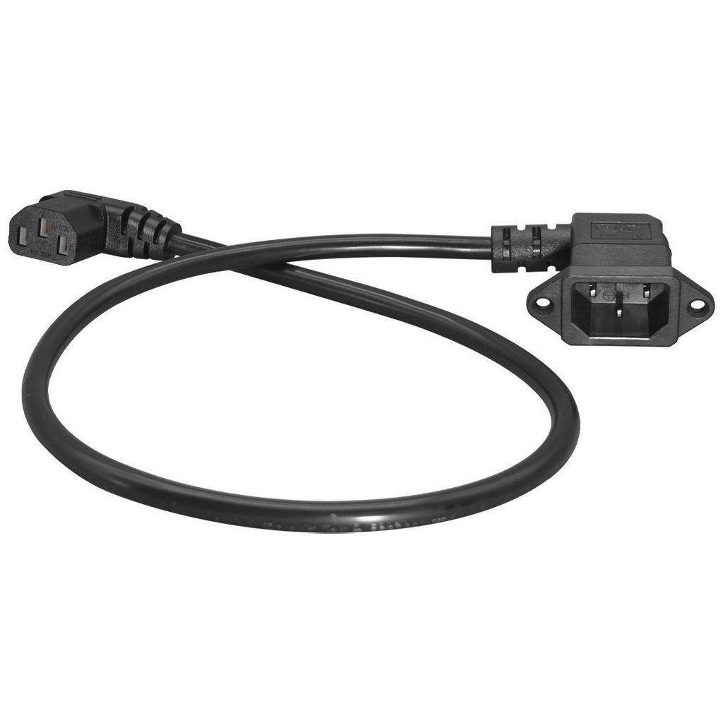 C14 Figure-8 Connector to C13 Angle Adapter with Screw Mounting for PDU Chassis Power Cable