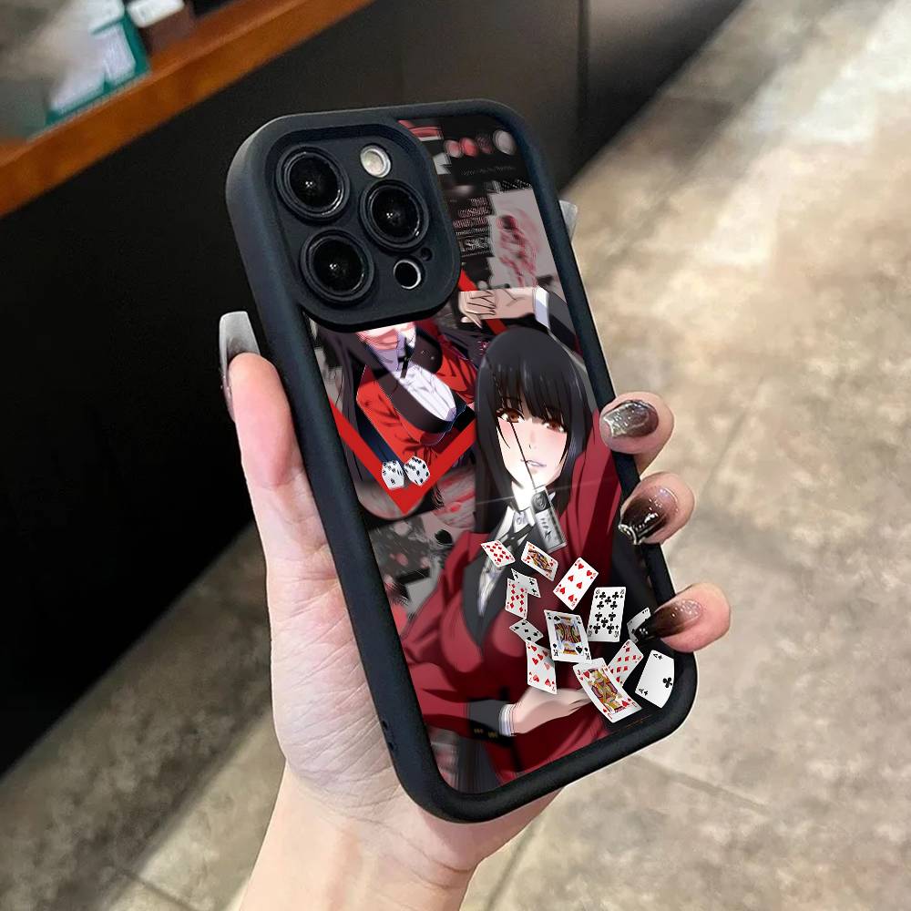 Чехол для телефона Yumeko Jabami K-Kakegurui для iPhone 17,16,15,14,13,12,11,Pro,Max,Plus,X,XS,SE4,E,Mini Черный Утолщенный край Чехол