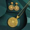 CMM Exquisite Golden Filigree Jewelry Set Circular Earrings Pendant Necklace Floral Premium 24K Plated Ideal for Women's Formal Casual Wear