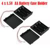 2Pcs On/Off Switch 4 X 1.5V AA Battery Case Holder Leads Black W Cap