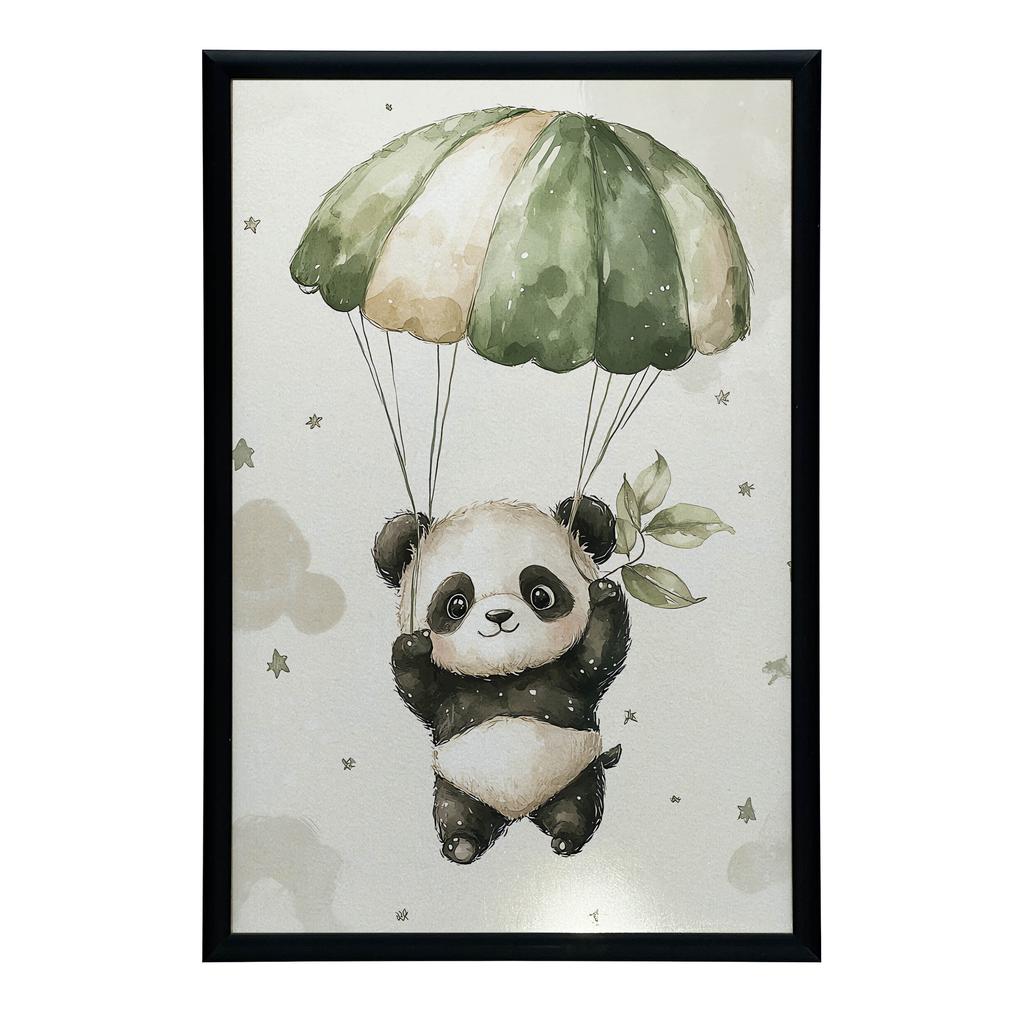 Plakat Panda Na Spadochronie - Bezkresne Niebo Plakat Panda Na Spadochronie - Bezkresne Niebo, 30X40 Cm, Rama Aluminiowa Złota, Papier Matowy 230 Gsm