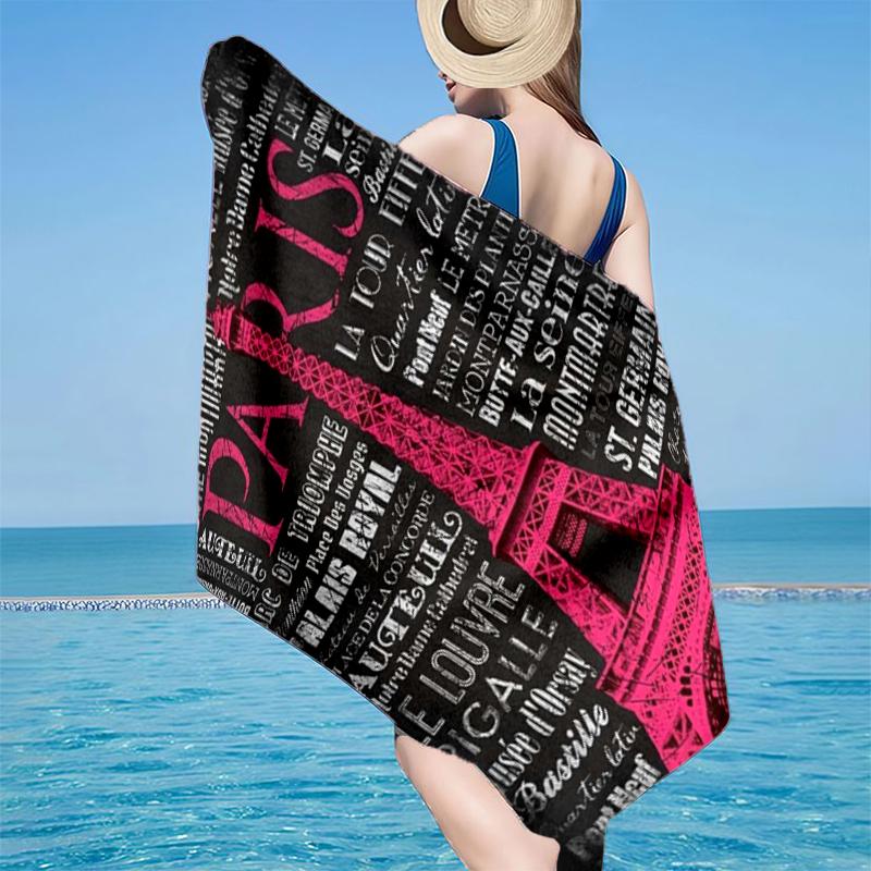 Parisian Eiffel Tower Romance Beach Towel, Super Soft Microfiber, Gift for Her/Him, Birthday, for Pool, Beach, Travel, Home Decor Fan gifts
