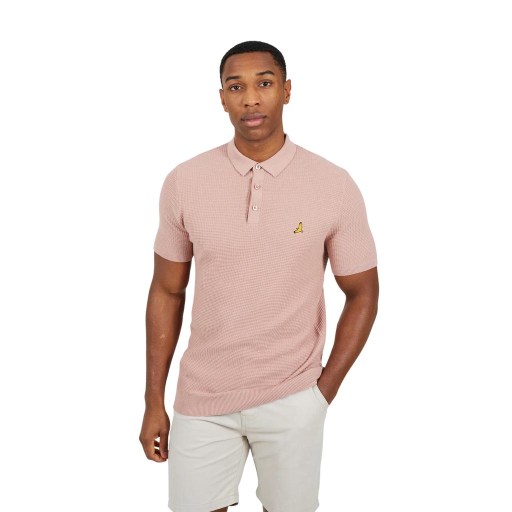 Brave Soul Mens Knitted 3 Button Placket Polo Shirt
