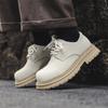 Fashion Casual Derby Men's Leather Shoes Fashionable Minimalist Design Style Daily Office Outdoor Business Party Thick Soled Shoes White