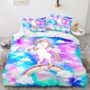 3D Unicorn Printed Bedding and Pillowcases 2 or 3 Girls' Room Bedding DE135 * 200 Full Size Soft and Quick Drying Home Decoration