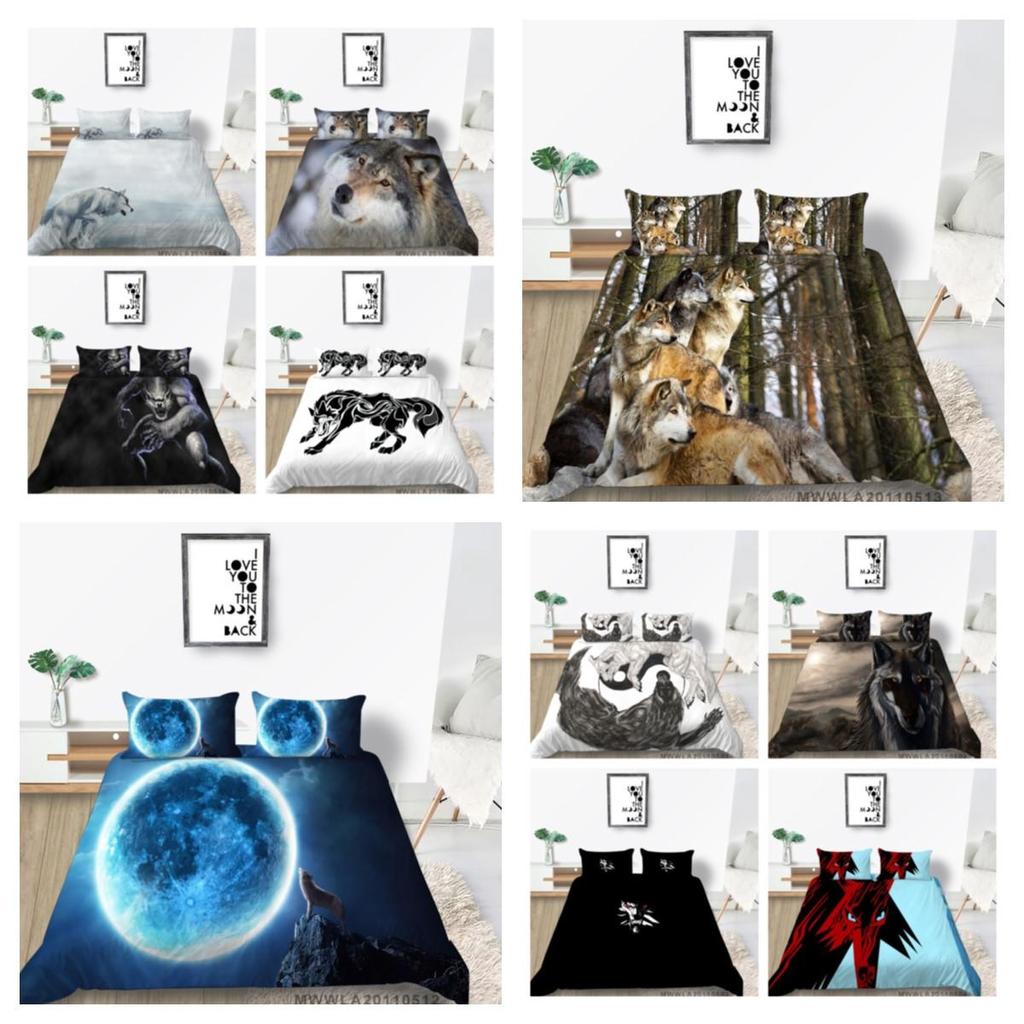 2023 New Style Comforter Cover Set Cool Duvet Covers Highend 3D Wolf Printed Polyester Bedding Cover Set Fashionable Bedclothes