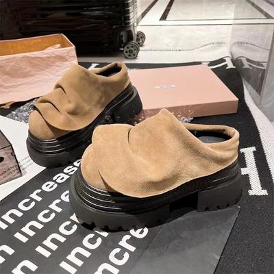 Женская обувь 2025 года, брендовые женские тапочки с закрытым носком, модные повседневные тапочки в стиле ретро, женские новые бестселлеры, тапочки на платформе