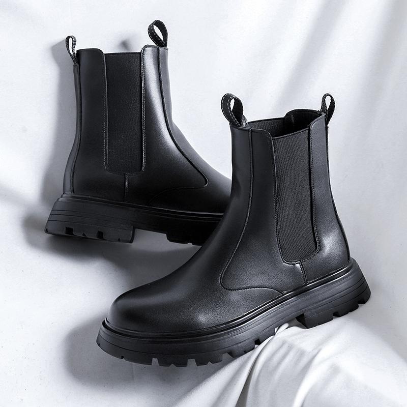 Мужские ботинки Челси Модная обувь Ботинки для отдыха на открытом воздухе без застежек Мужская обувь Удобные зимние ботинки ручной работы Зимние ботинки для мужчин Мотоциклетная обувь