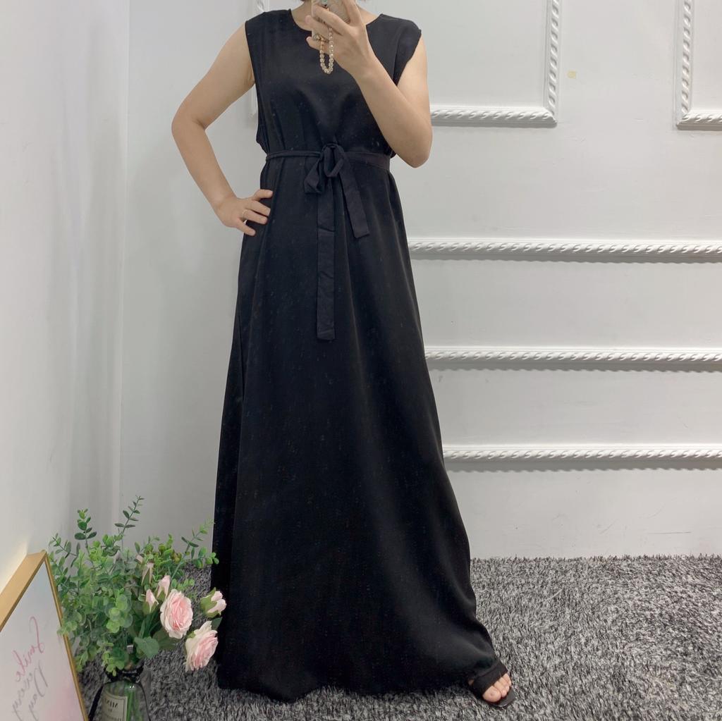 Мусульманское длинное платье женское Абая Дубай Арабская мода с круглым вырезом без рукавов Рамадан Турция Абаяс Исламская одежда