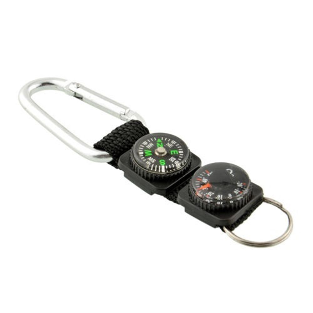 Durable Outdoor Survival Tool High Quality Outdoor Camping Compass Key Chain Thermometer Carabiner