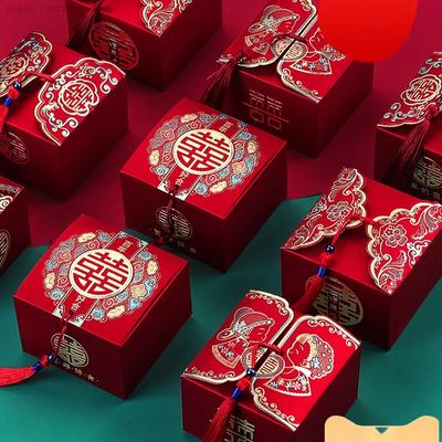 50 шт., красные коробки для конфет в китайском стиле, свадебные подарки для гостей, бумажная упаковочная коробка для шоколада Mariage Boite Gateau Mariage