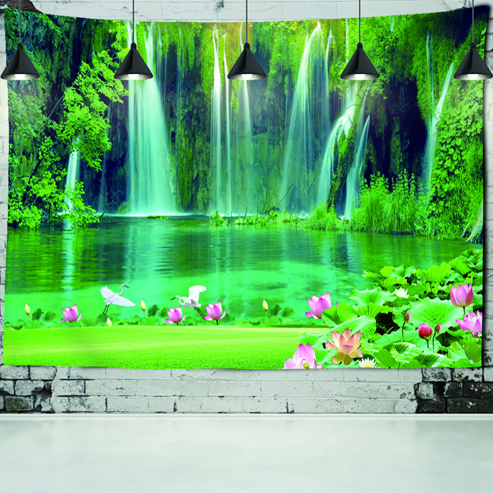Водная Занавеска Пещера Водопад Гобелен Настенный Богемный Пейзаж Хиппи Психоделическое Искусство Домашний Декор