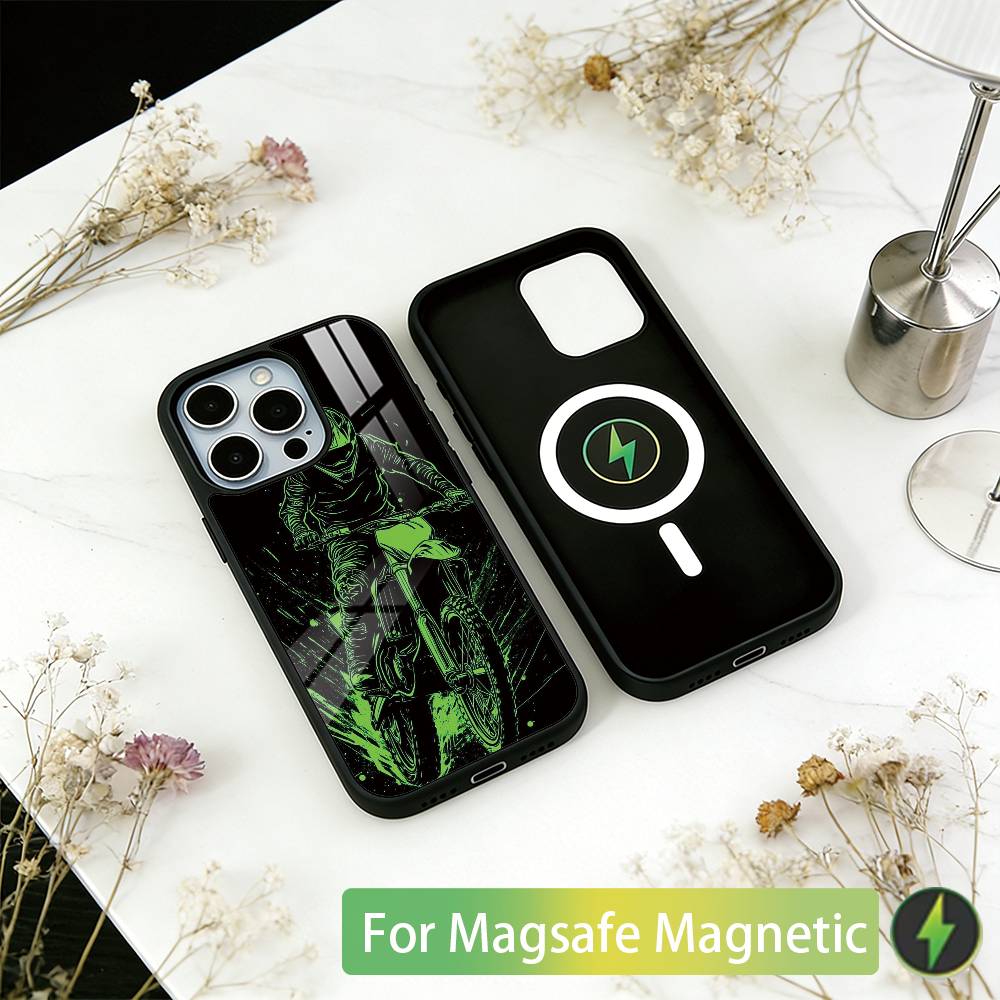 Motorbike Cool Kid Phone Case For iPhone17,16,15,14,13,12,11 Plus,Pro Magnetic For Magsafe Wireless Charging
