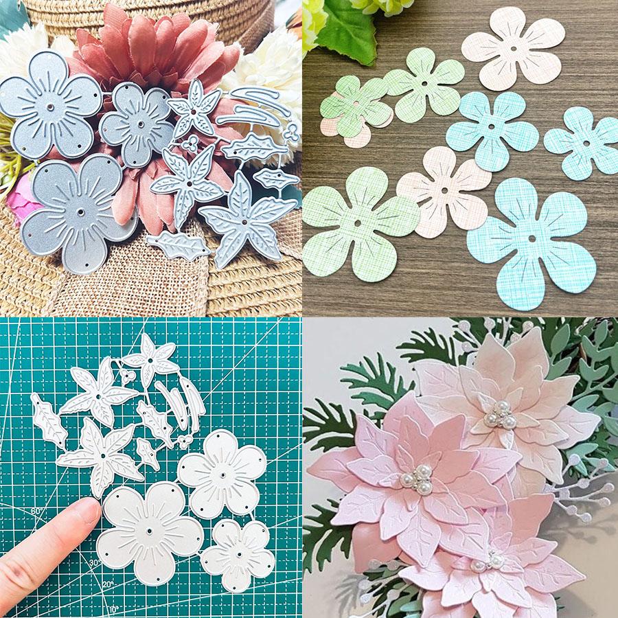 2 шт. Цветы для изготовления открыток, для DIY скрапбукинга, фотоальбома, декоративные тисненые бумажные вырубки для изготовления открыток, шаблоны