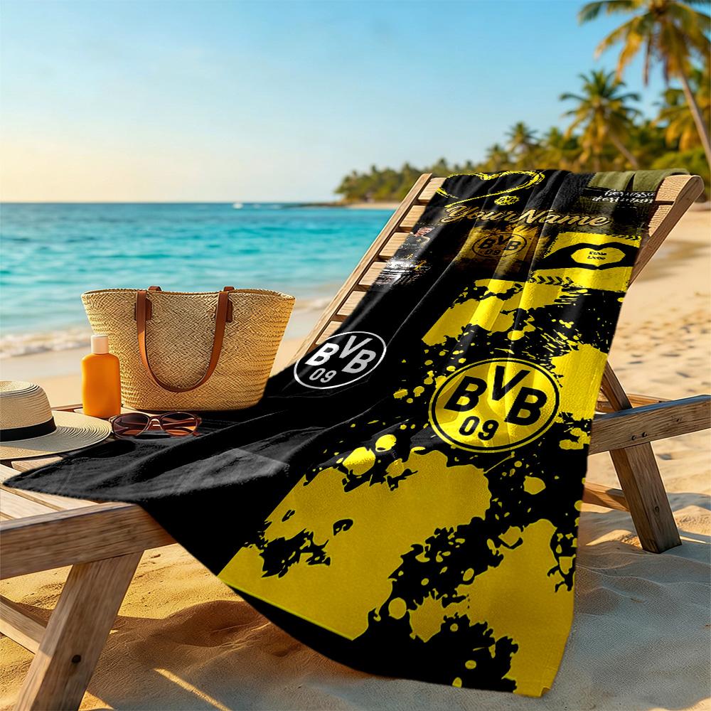 Borussia Dortmund Personalized Name Beach Towel High Absorbency & Quick-Dry Portable for SwimmingBeachCamping Travel Beach AccessoriesGym