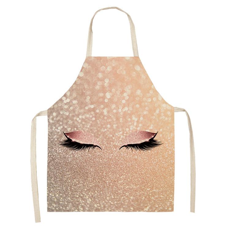 Eyelash Printing Apron Clean Art Sleeveless Home Kitchen Cooking Apron Chef Clothing Cotton Linen Bib for Adults
