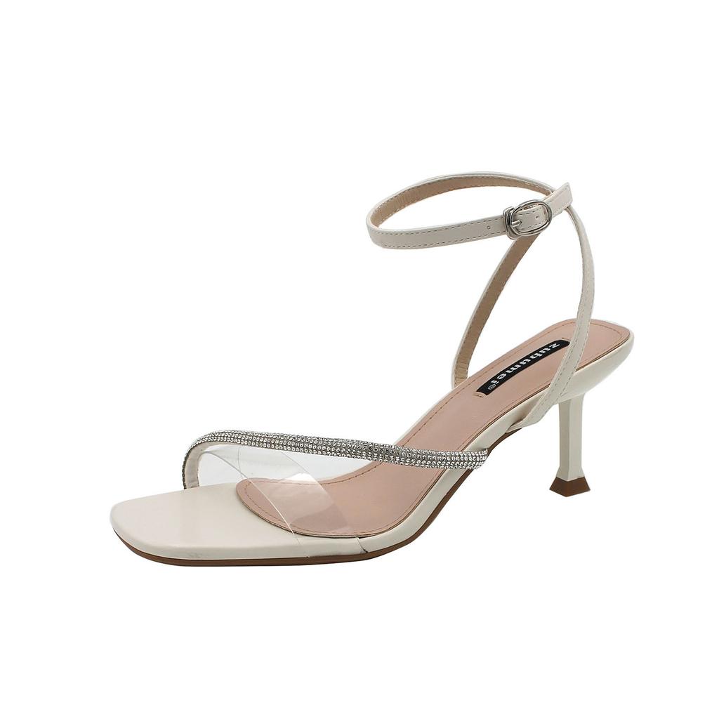 Сексуальные туфли на высоком каблуке с ремешками, женские односложные сандалии со стразами, женские босоножки на высоком каблуке в корейском стиле на шпильке