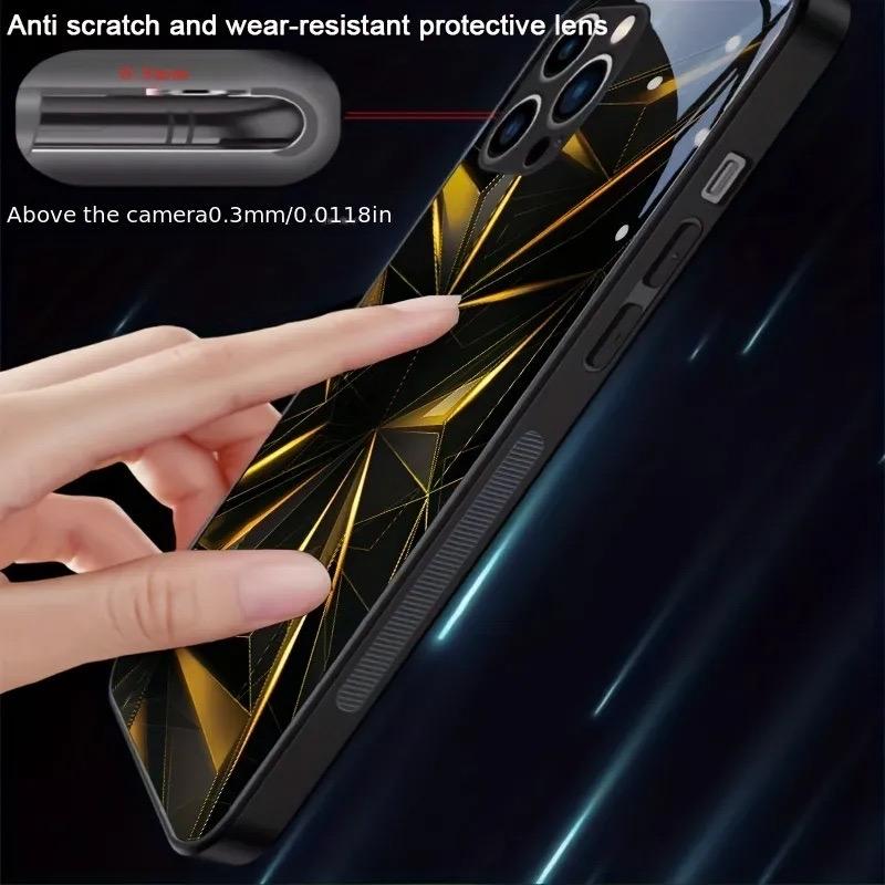 Геометрия LED Светящийся Чехол для Телефона Для iPhone 16 15 13 Pro 12 Mini 14 Plus 11 XS Max X XR 8 7 Роскошный Схематичный Звонок Светящийся Корпус