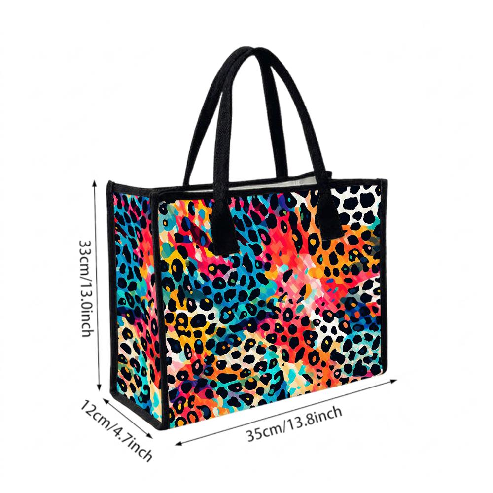 Colorful Leopard Print Tote Bag Fashion Shoulder Bag for Daily Use