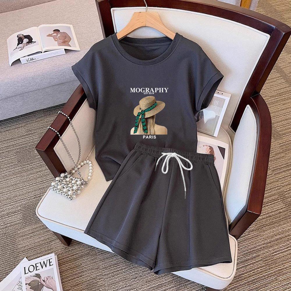 Women's Korean Style Casual Sports Suit: Flutter Sleeve Top & Wide Leg Shorts Two-Piece Set