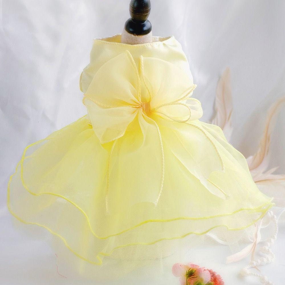 Big Bow Princess Dress Organza Puppy Skirt Fairy Dress Pet Skirt Birthday Party